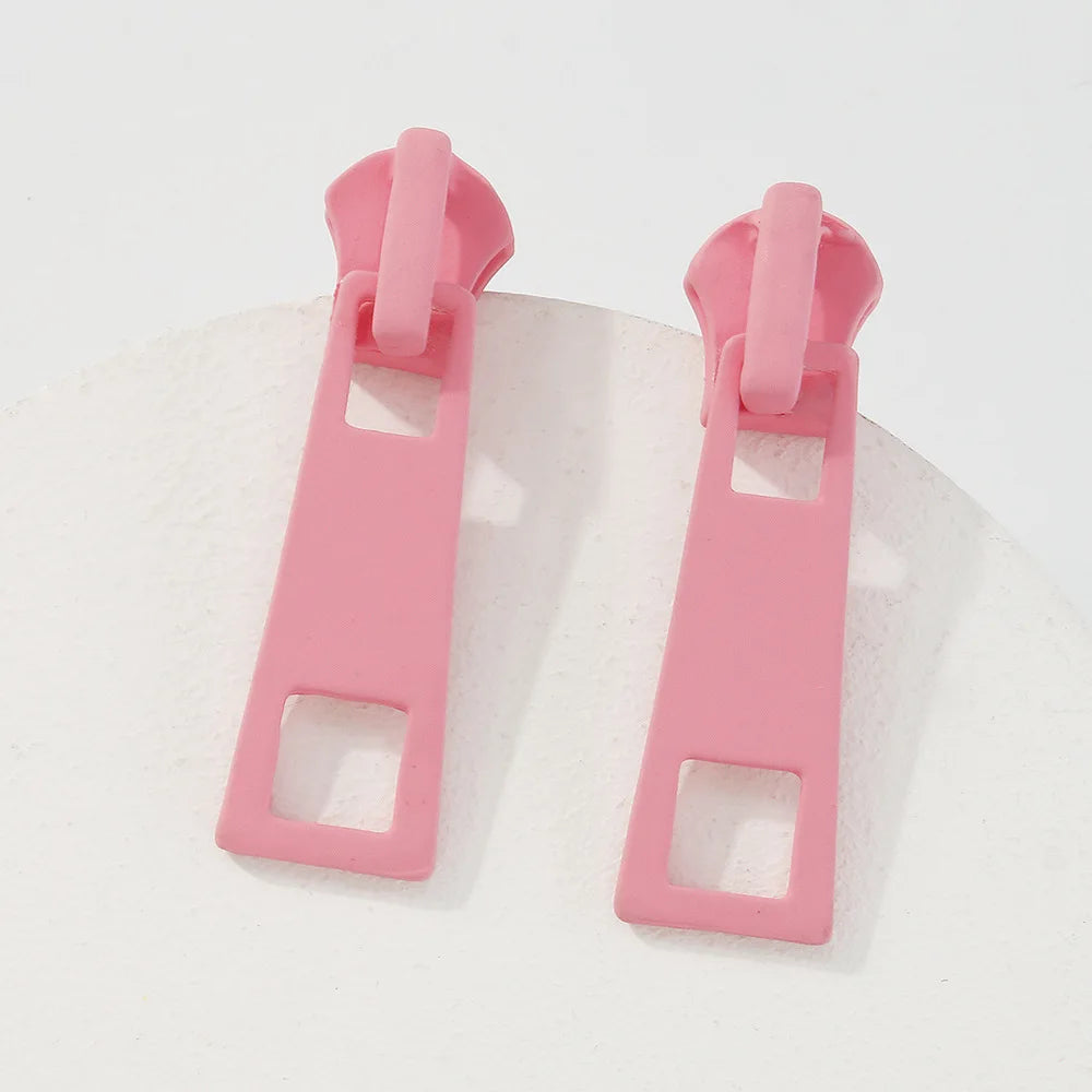 pendiente zipper rosa